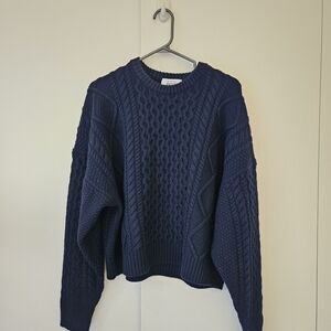 Aritzia Deep Blue Cable Knit Sweater